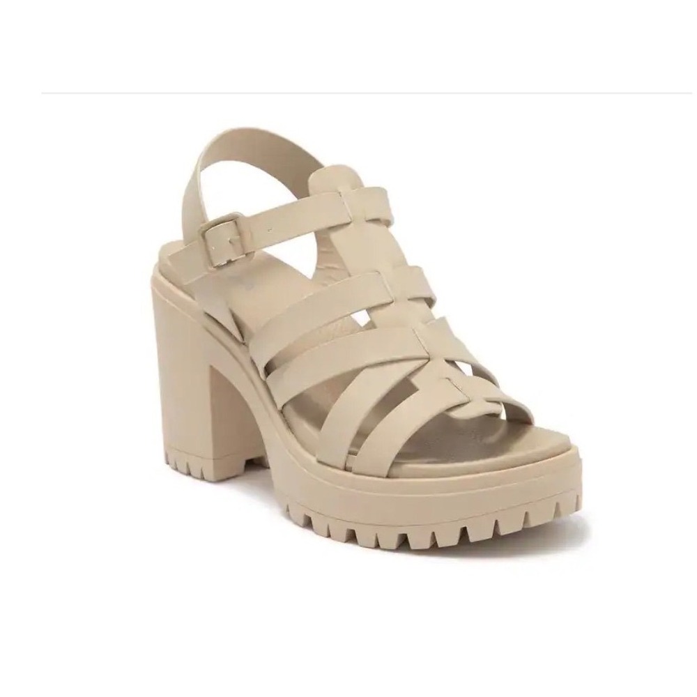 Brand New! MIA Tira Beige Lug Sole Platform Heel Strappy Sandal NIB